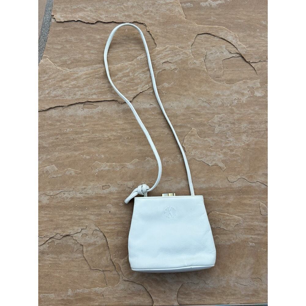 ANNE KLEIN Women's VINTAGE White HANDBAG, Lady Purse, Shoulder Strap Pocket Book